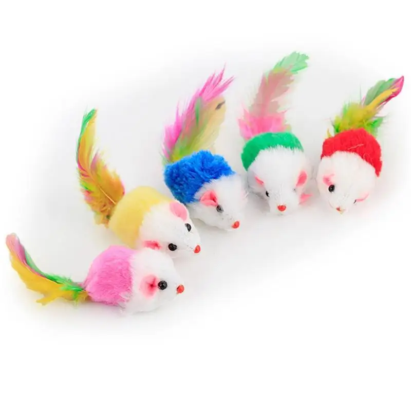 1Pc Cat Interactive Toy Stick Feather Wand With Small Bell Mouse Cage Toys Plastic Artificial Colorful Cat Teaser Toy Supplies