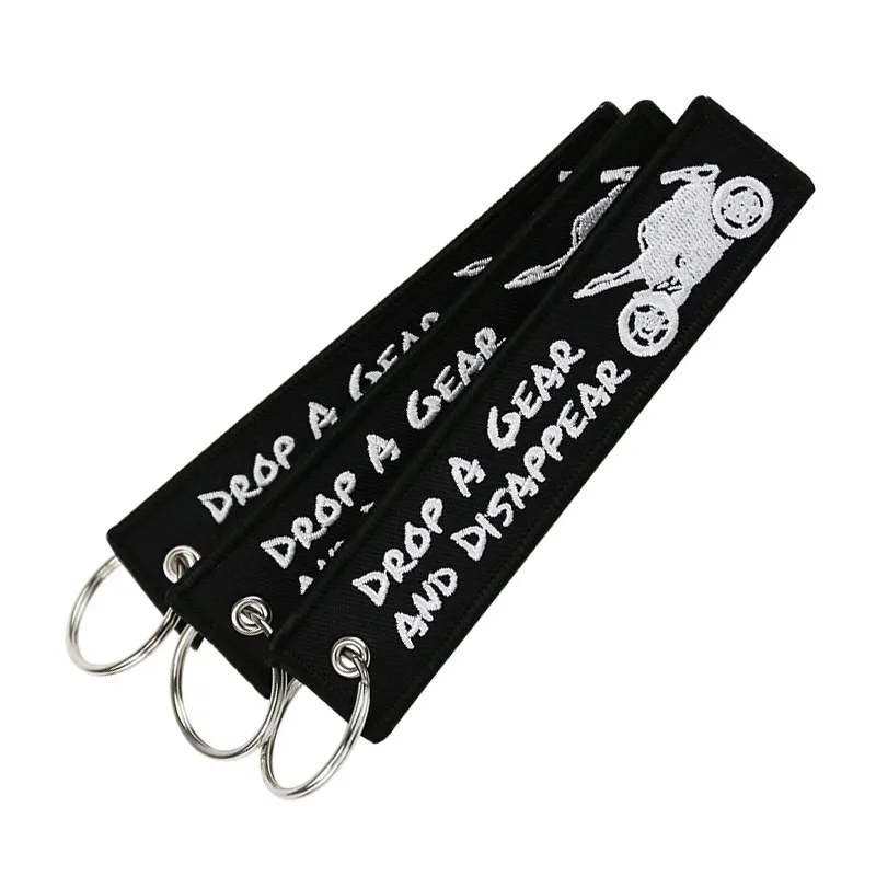 5PCS/LOT Motorcycle Key Chain Keychain for Cars Bijoux Embroidery Black White Drop A Gear Fob Car Keychains llaveros | Багаж и сумки