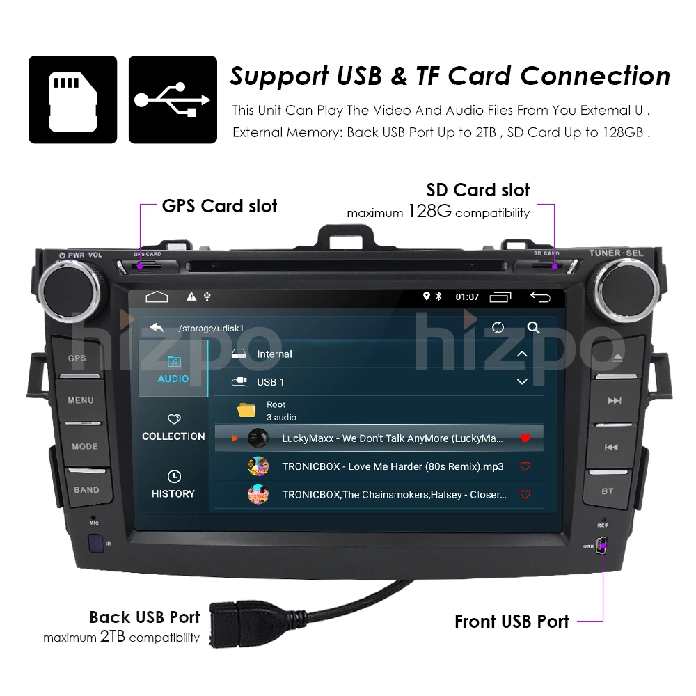 Cheap 8" 2Din Android 9.0 Car DVD GPS Player For Toyota Corolla 2007-2011 Bluetooth WIFI OBD2 Touch Screen 4-Core +Map+Free Camera 21