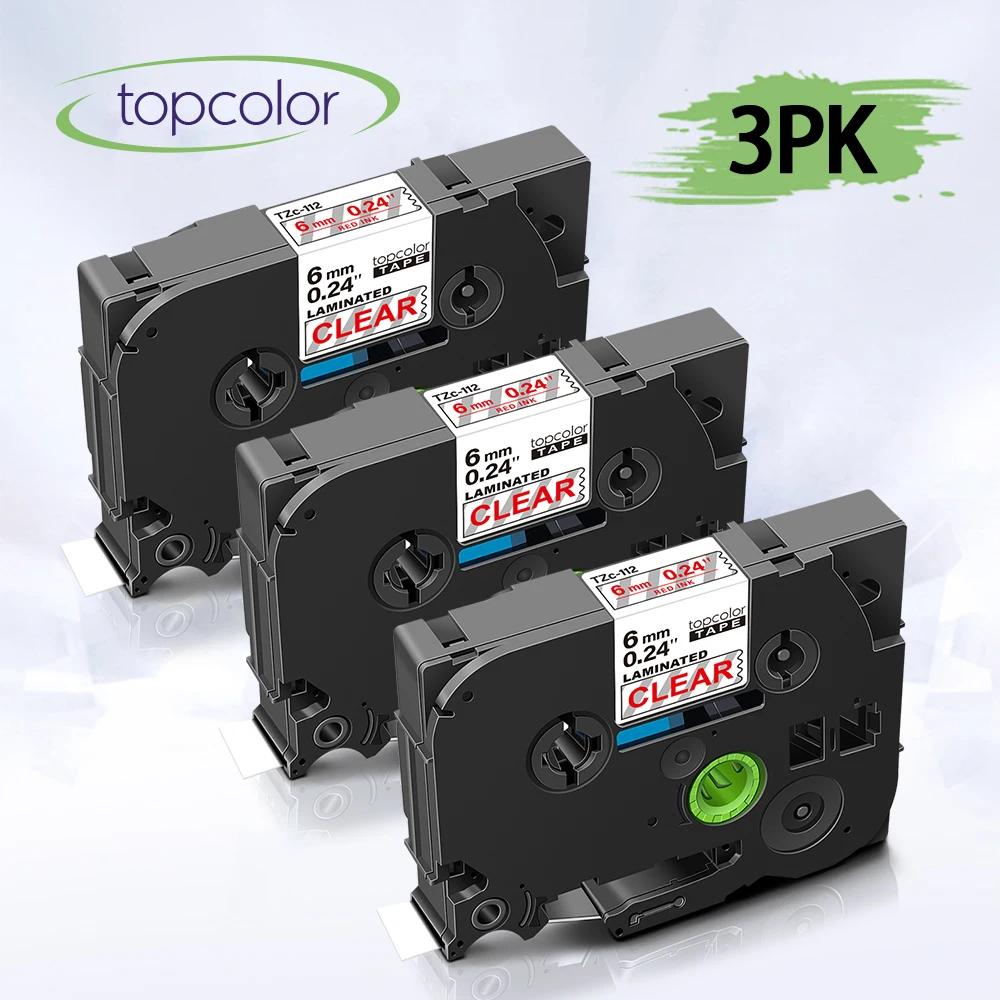 Topcolor 3 шт. tze112 tz этикетка лента 6 мм Замена Brother tze-112 tz112 P-touch принтер красный на