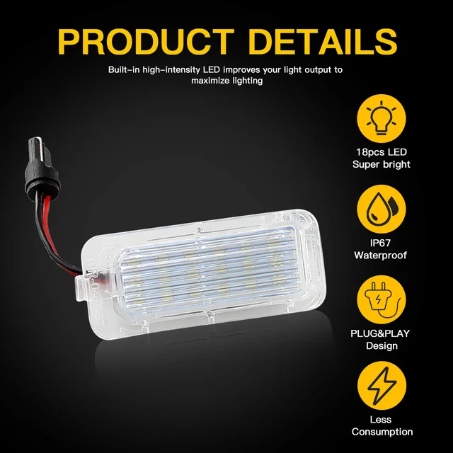 Luci Targa LED Per Ford Focus M3 - Ricambio BM51-19B514-AE, Facile Installazione Plug And Play, Nero