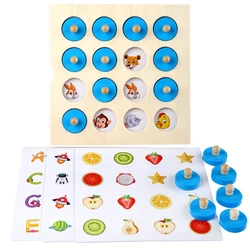 Montessori jogo de xadrez memória 3d de madeira puzzle placa lógica brinquedo mini interação aprendizagem precoce brinquedos educativos para crianças