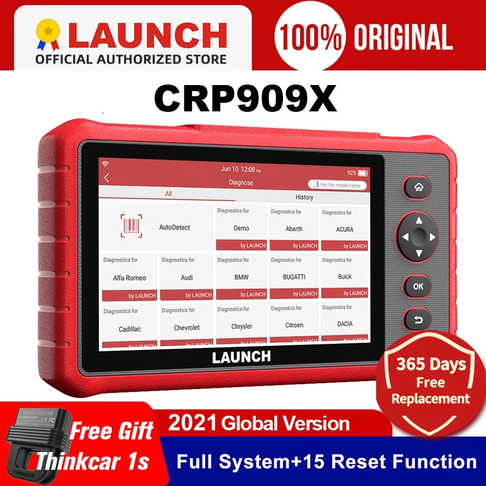 LAUNCH X431 CRP909X OBD2 Scanner Full System OBD Diagnostic Tool Automotive OIL IMMO TPMS Code Reader Diagnostic Scanner crp909