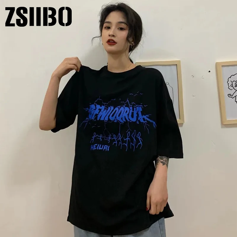streetwear O-neck sweet girls tee shirt clothes clothing top tshirt Harajuku print short sleeve Kuromi T-shirt women tops Summer