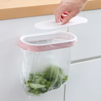 

Kitchen Home Shelf Basket Grocery Trolly Trash Kitchen Organizers Garbage Box Cabinet Door Hanging garbage bag holder