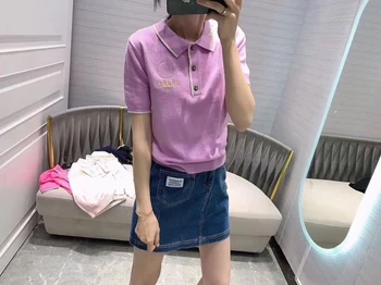 

Women's Fashion Short Sleeve New Retro Pop Stripe Round Neck Knit Short Sleeve T-Shirt