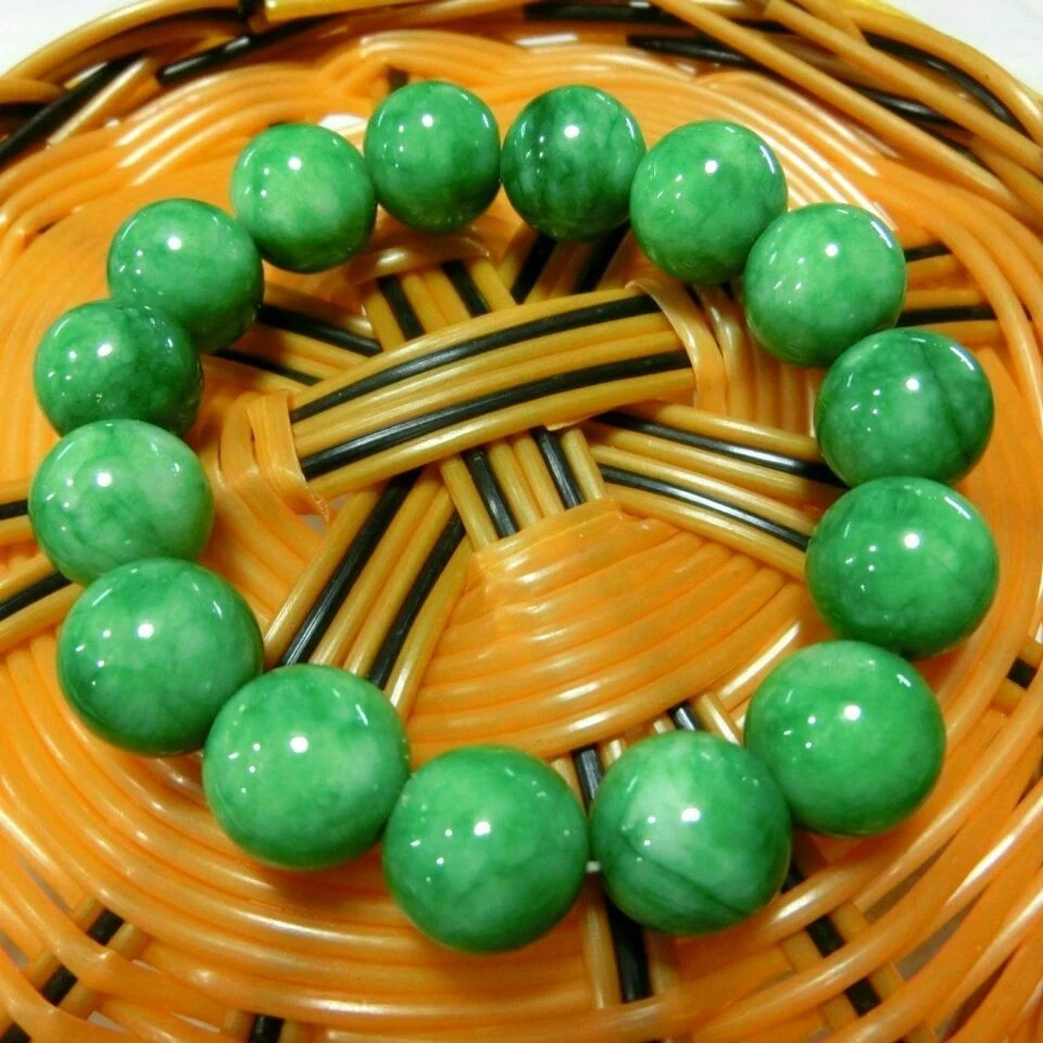 Genuine Natural Jade Bracelet Men Emerald Jades Stone Elastic Beaded