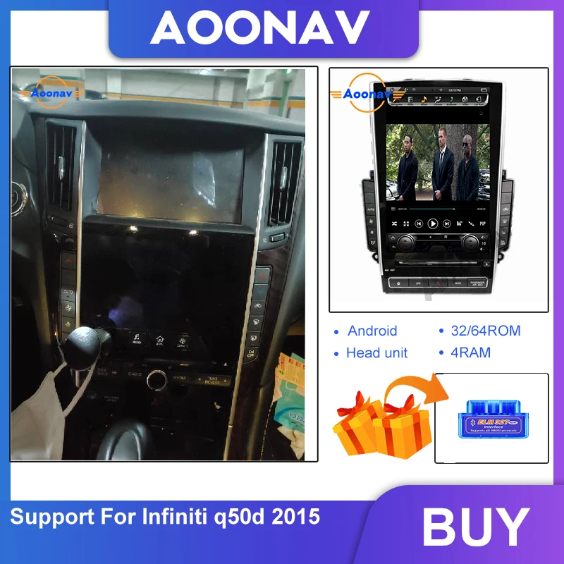 

Car radio android 2 din vertical screen multimedia player For infiniti q50d 2015 model year car GPS navigation Stereo receiver