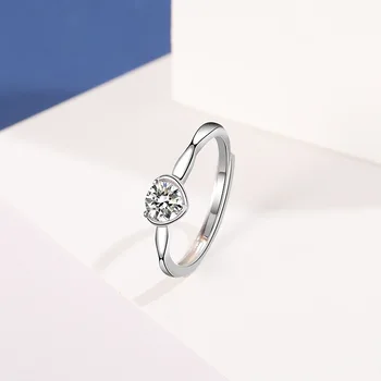 

DAMILA S925 Fine Silver Japanese Korean New Style Heart-Style Zircon Ring Women's Silver