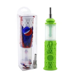 Silicone fumar tubo com 2ml dabber jar container 10mm titânio prego ferramenta para cera erva daninha acessórios dab kit