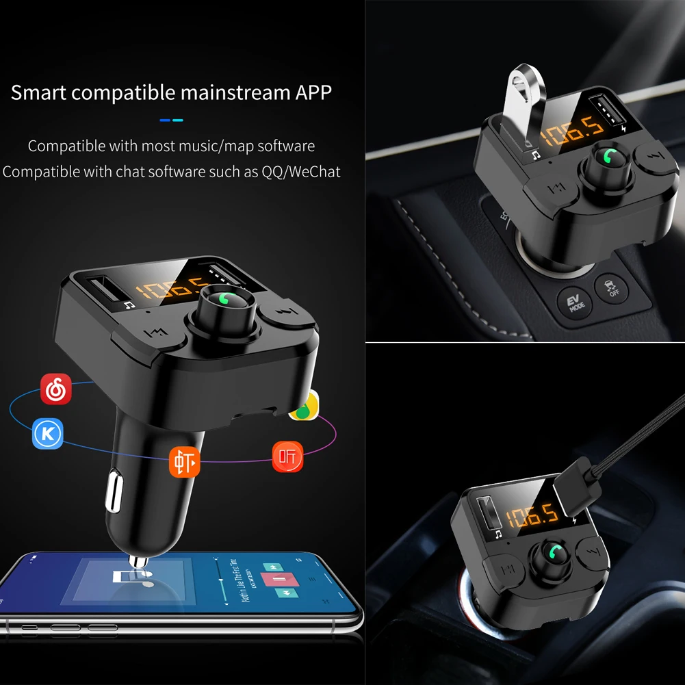 Беспроводной Bluetooth Handsfree автомобильный комплект fm-передатчик MP3-плеер двойной USB