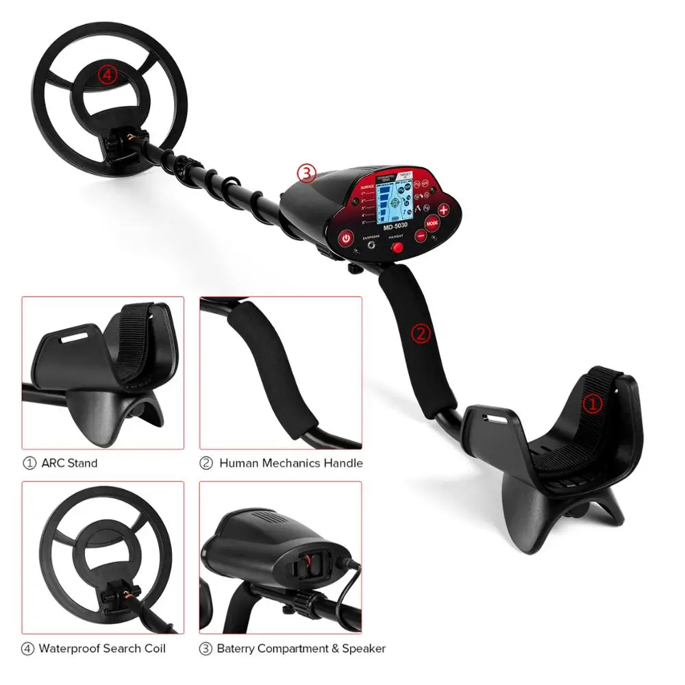 

Professional Metal Detector Underground Search Gold Finder Detector Treasure Hunter Detecting Pinpointer MD5030 With LCD Displa