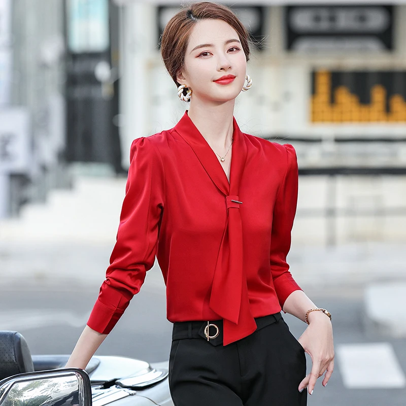 Women OL Formal Shirt Top Ladies Long Sleeve Office Uniform Tops
