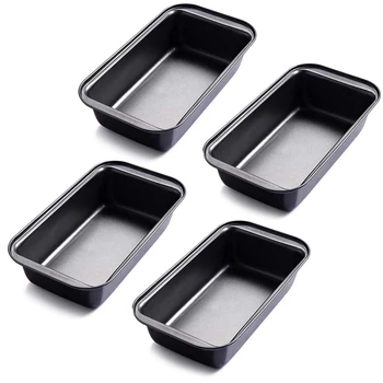 

4PCS Rectangular Loaf Pan Non-Stick Bread Baking Tray Toast Mold Loaf Pastry Toast Box Baking Pan Bakeware Kit(Black)