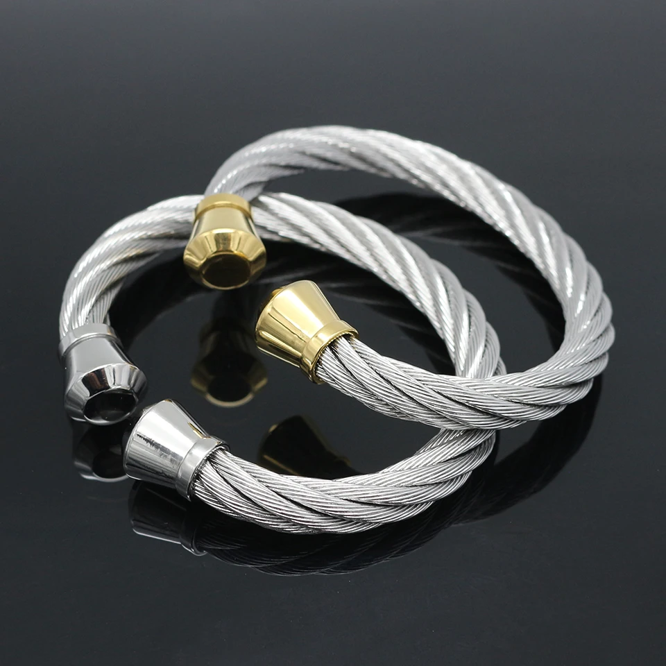 

New Arrival Women Stainless Steel Bracelets Bangles Smooth Metal Accessories Bigger Wire Bracelet For Men And Women Jewelry