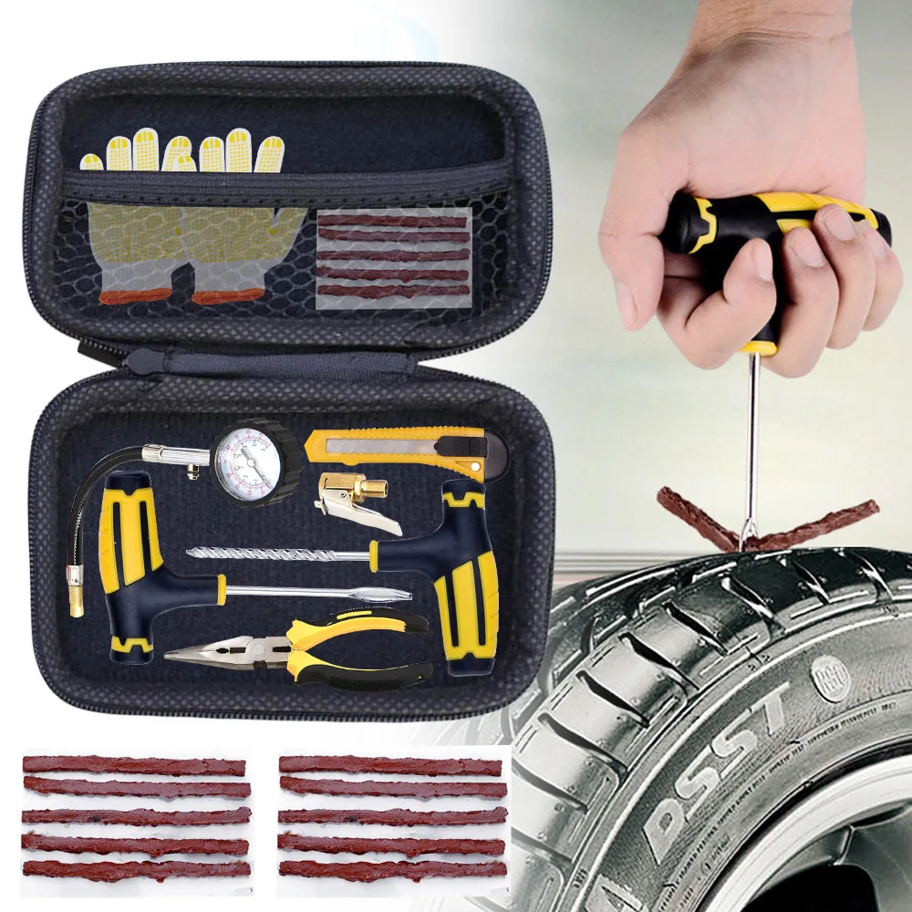 getuigenis geduldig bundel Auto Banden Reparatie Tool Kit Band Reparatie Studding Tool Set Auto Fiets  Tubeless Band Band Puncture Plug Garage Gereedschap Auto accessoires -  AliExpress