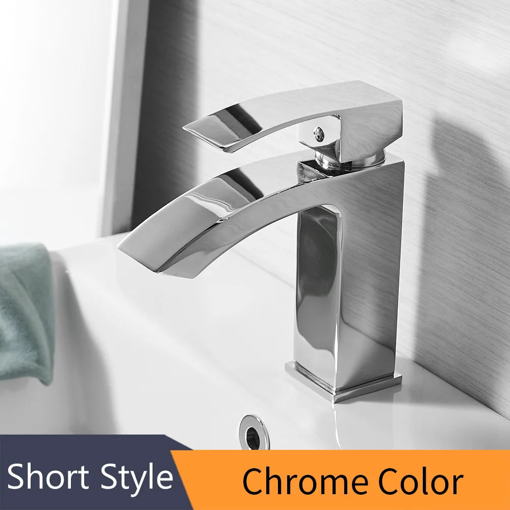 Chrome Short Style Смеситель для раковины, хромированный кран, кран для раковины ванной комнаты, кран с одной ручкой, винтажный смеситель для горячей и холодной воды, кран 855801 - Цвет: Chrome Short Style