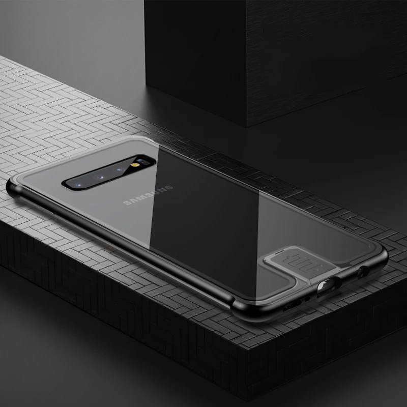 Чехол для samsung Galaxy S10/S10 Plus/S10 5g 9h твердость прозрачное закаленное стекло и Алюминиевый металлический скользящий задний Чехол тонкий жесткий