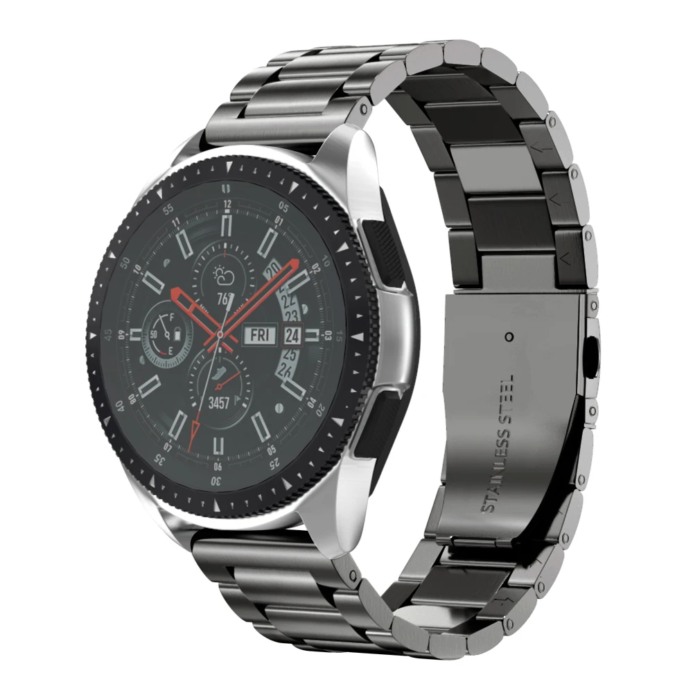 Ремешок из нержавеющей стали для samsung Galaxy Watch 42 мм, 46 мм, ремешок 20 мм, 22 мм, металлический браслет, три звенья
