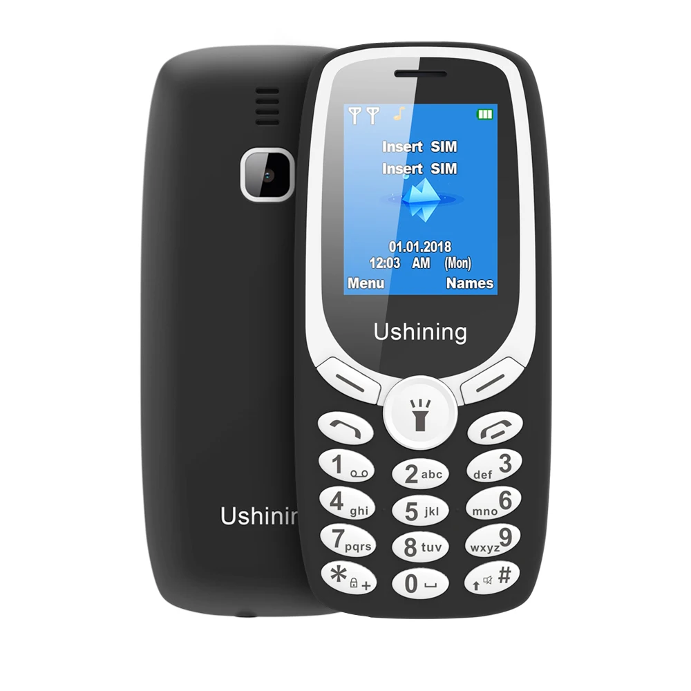 Платите, как вы идете разблокированный легкий мобильный телефон для пожилых людей, GSM 2G SIM бесплатные базовые мобильные телефоны, легкий и прочный(черный
