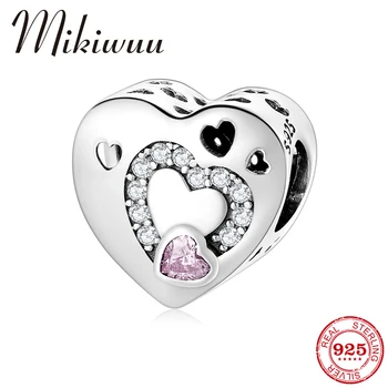 

Charming 925 Sterling Silver Pink Zircon Missing Heart Charm Beads fit Original Pandora Charm Bracelets Fine Jewelry Gifts