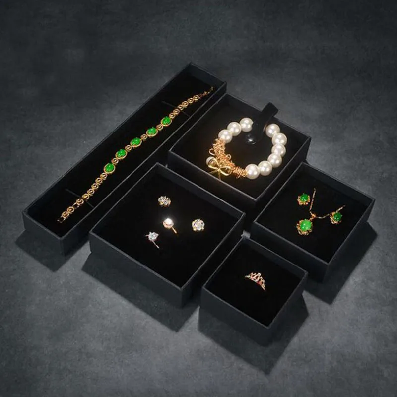 Высококачественные квадратные белые черные бумажные коробки для ювелирных