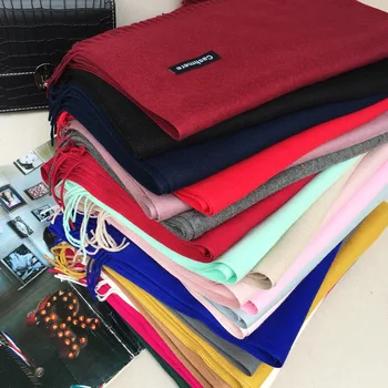 

Autumn and winter new Joker solid color cashmere fringed warm scarf two flowers classic dual-use Shawls and Scarves