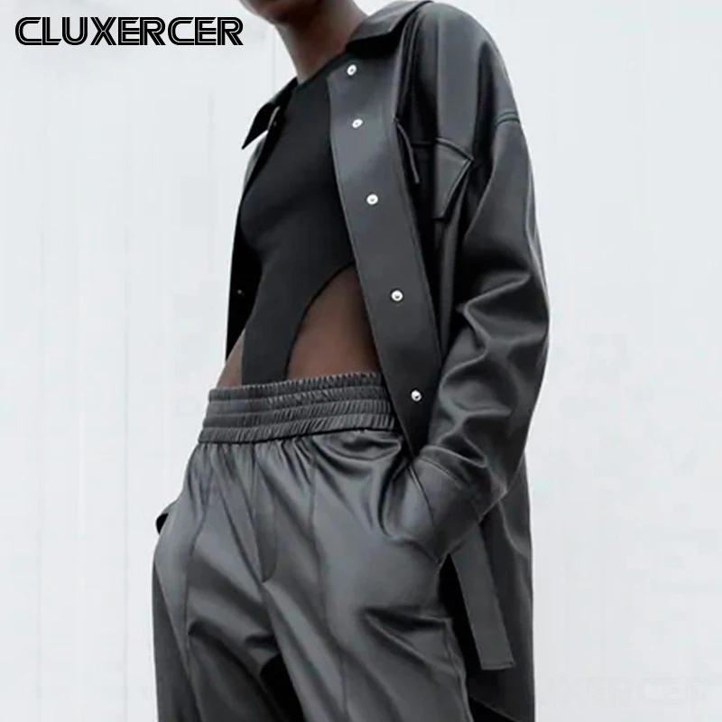 

Autumn Black Faux Leather Jackets Women Long Sleeve Biker Shirts Female Casual Loose Coat Tops