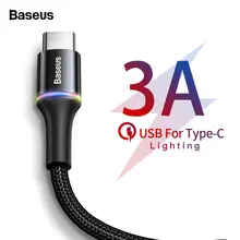 Baseus 3A usb type-C кабель для samsung S9 S10 Xiaomi Mi 9 OnePlus 6 6t быстрая зарядка USB-C USBC зарядный кабель type-C кабель для передачи данных