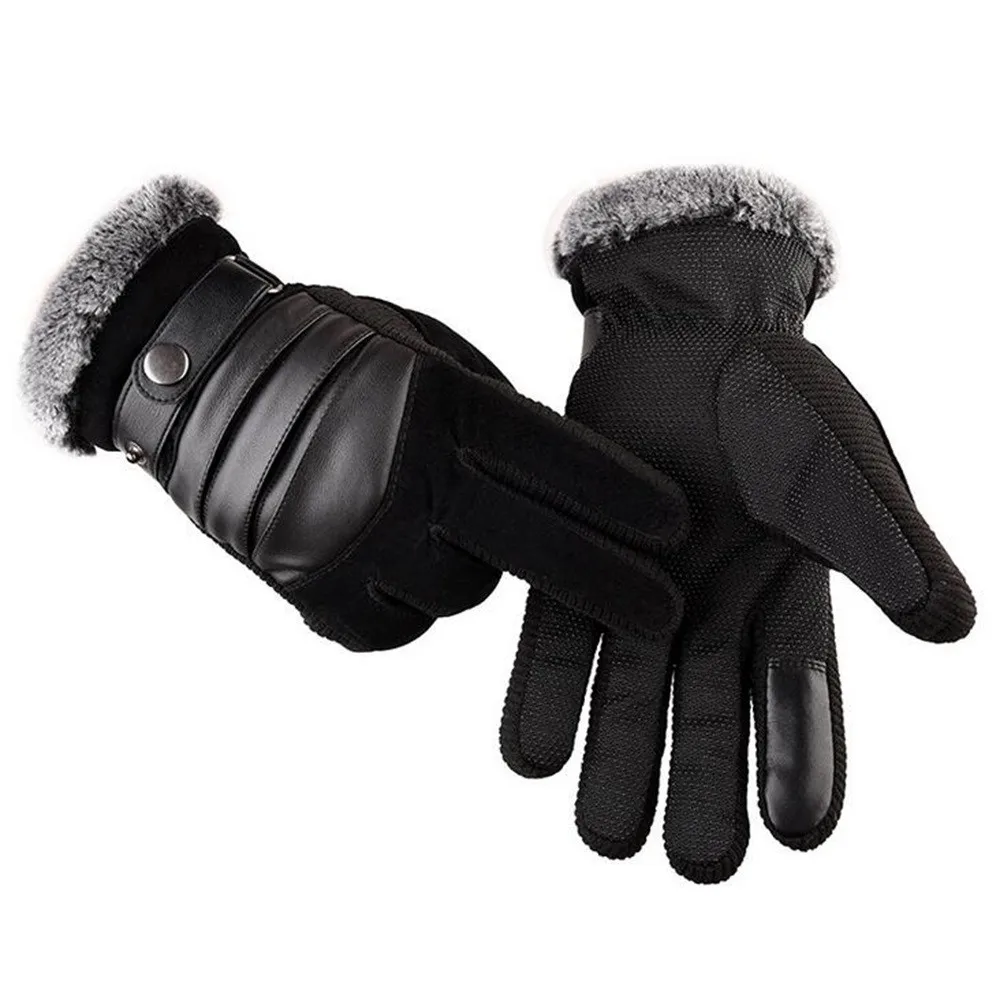 Мужская ветрозащитная Водонепроницаемая велосипедная свиная кожа Слип плюс бархатные утолщенные перчатки для езды на мотоцикле, для снега, для кемпинга, отдыха