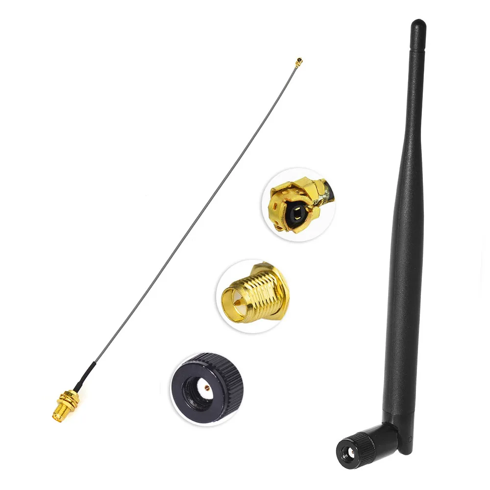 8우드 2.4GHz 5GHz 듀얼 밴드 12dBi 전방향 안테나 802.11n/b/g RP-SMA 남성 커넥터 + 35cm U.FL 미니 2팩