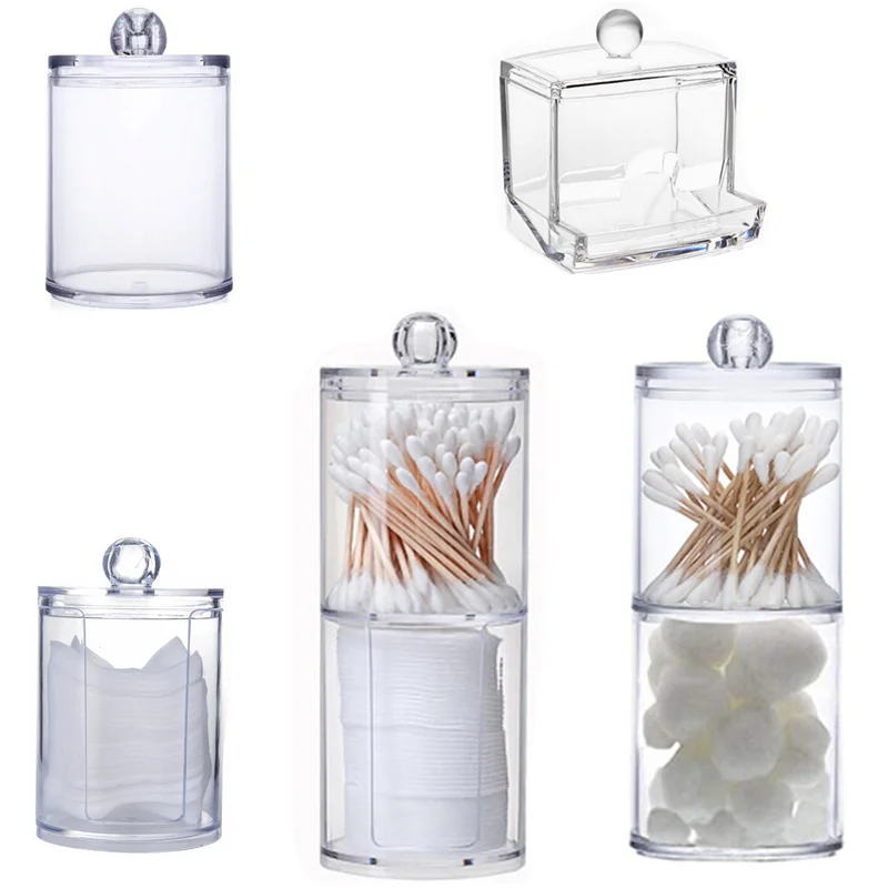 Акриловый круглый контейнер Qtip косметический макияж хлопок многофункциональная