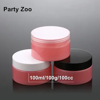 

144 X 100ml Lucifugal Pink Facial Mask Container PET Cosmetic Storage Jar with PP Screw Lid Wholesale