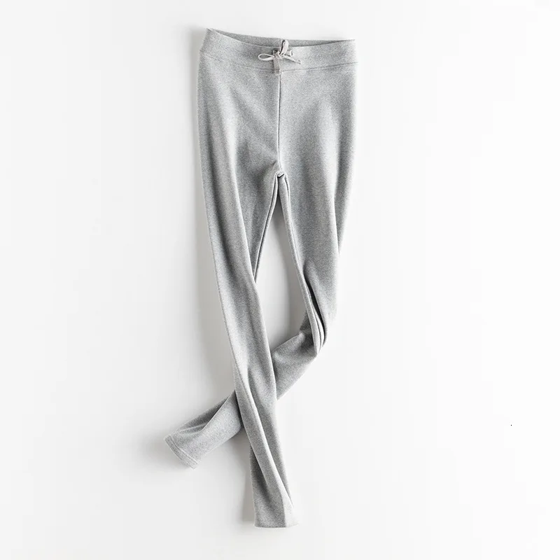 Pure Cotton Increase Down Pants Keep Warm Nine Part Pants - Цвет: Light gray