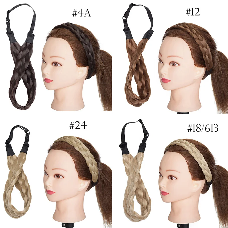BENEHAIR Synthetic Braided Headbands Fake Hair Plaited Hair Band Braiding Hair Accessories Hair Extension Hairpiece For Women