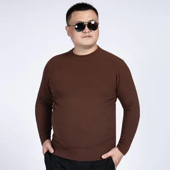 

Plus Fat plus Size Loose Round Neck Backing Shirt Men Knitting Shirt Keep Warm Sweater Top