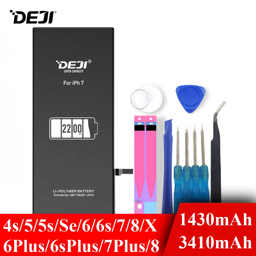 Deji Аккумулятор для Apple iPhone 5S SE 6 6s 7 4s 5 8 X SE 6Plus 6sPlus 8Plus Plus iPhone7 1430mAh-3410mAh сменный литий-полимерный батарея+бесплатный инструмент для Apple iPhone 5s SE 6 6s 7 Мобильный телефон батарея