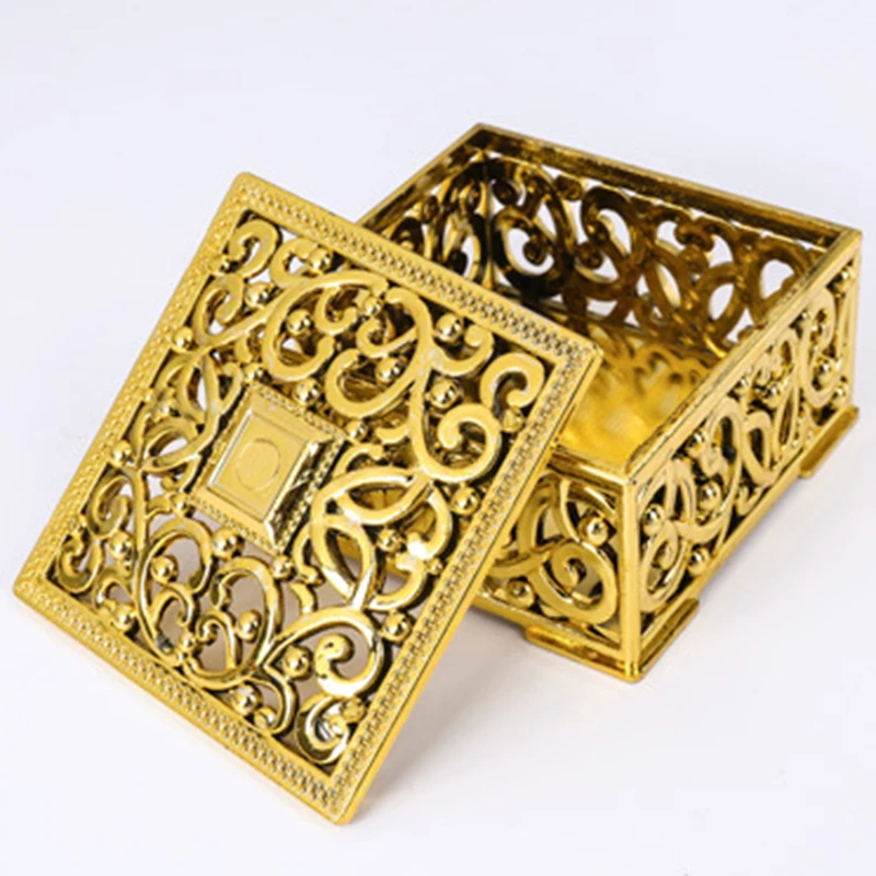 

12*Candy Box Gold/ Silver PS Plastic For Romantic Wedding Gifts Mini Candy Box