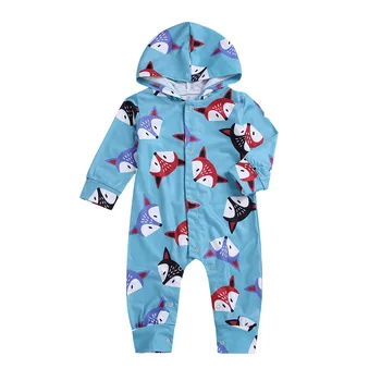 

A Generation of Fat Foreign Trade Childrenswear Baby Onesie Spring And Autumn New Style Cartoon Fox Hooded Long Climbing Clothes