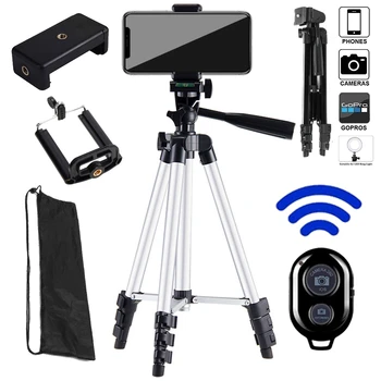 

Portable Adjustable Tripod Lightweight Camera Stand Mount Holder Clip Bluetooth Remote Control For Phone Live Youtube Cellphone