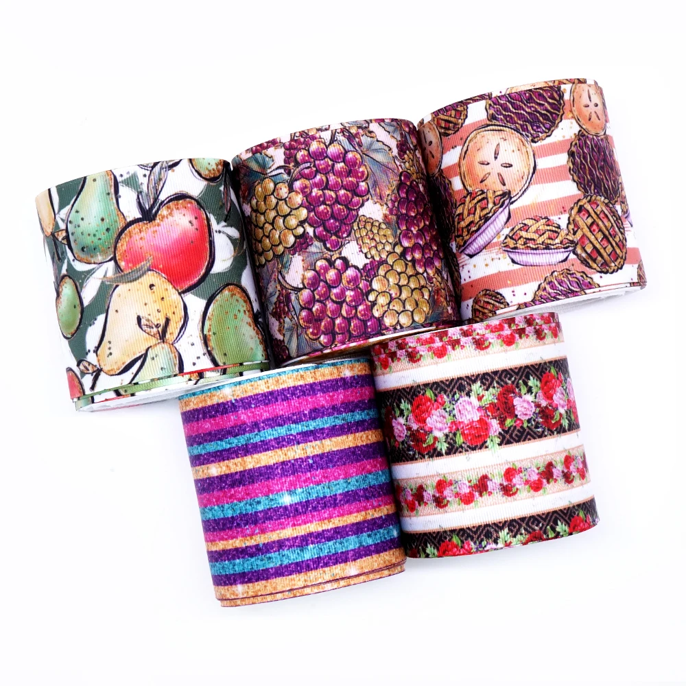

Free shipping 50 yard per size flower ribbon printed grosgrain ribbon 32073