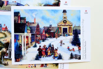 

4pcs American Oil Paintings Recordable Classical Vintage Art Travel Postcard Greeting Card Birthday Gift Postcards Illustration