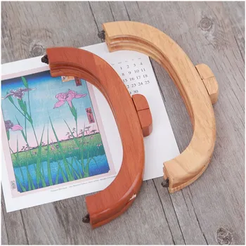 

18.5 cm Solid woode material Wooden Purse Frame Closures Diy Handbag Handle For Change Bag Women obag handles frame purse