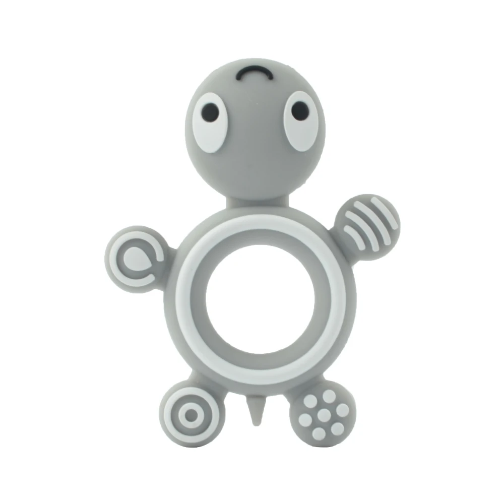 Turtle light grey LOFCA 1 шт. Детские Прорезыватели силиконовые бусины BPA бесплатно пищевой силиконовый кулон в форме животного детские соски цепь Прорезыватель игрушка - Цвет: Turtle light grey