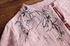 7383 New Spring Women Shirt Chinese Style Retro Buckle Floral Embroidery Linen Loose O-Neck Long Sleeve Blouse Women 6