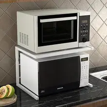 Estante retráctil para horno de microondas estante para horno de 2 pisos estante de cocina recibe productos de almacenamiento tipo de aterrizaje de varias plantas