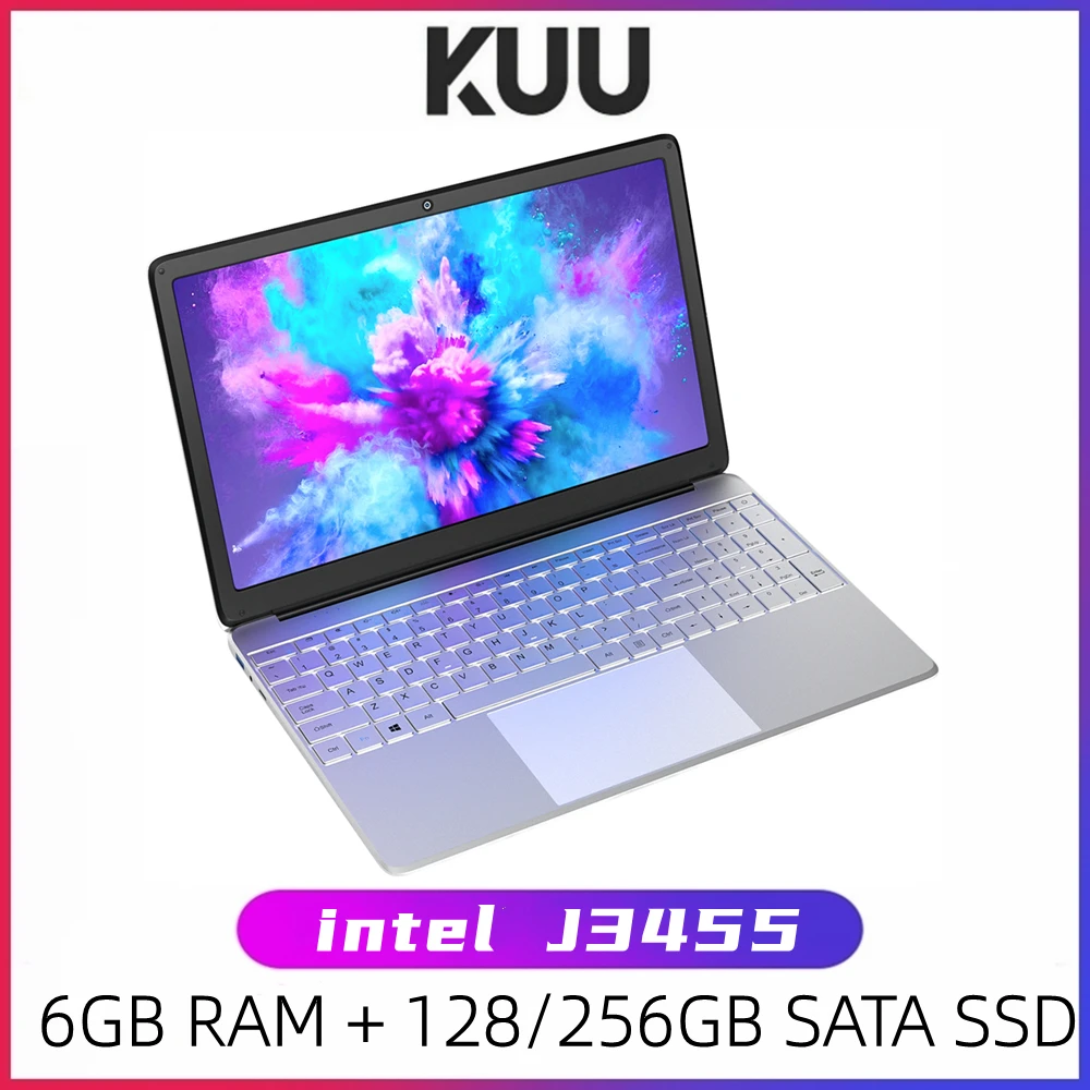 KUU A8S 15,6-дюймовый студенческий ноутбук 6 ГБ ОЗУ 256 ГБ SSD ноутбук для intel J3455 четырехъядерный ультрабук с веб-камерой Bluetooth WiFi - изображение