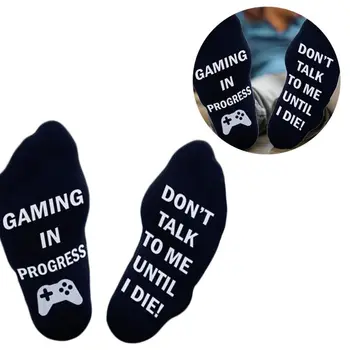 

Women Men Casual Ankle Socks New Cotton Medium Tube Black Printed Letters Sock
