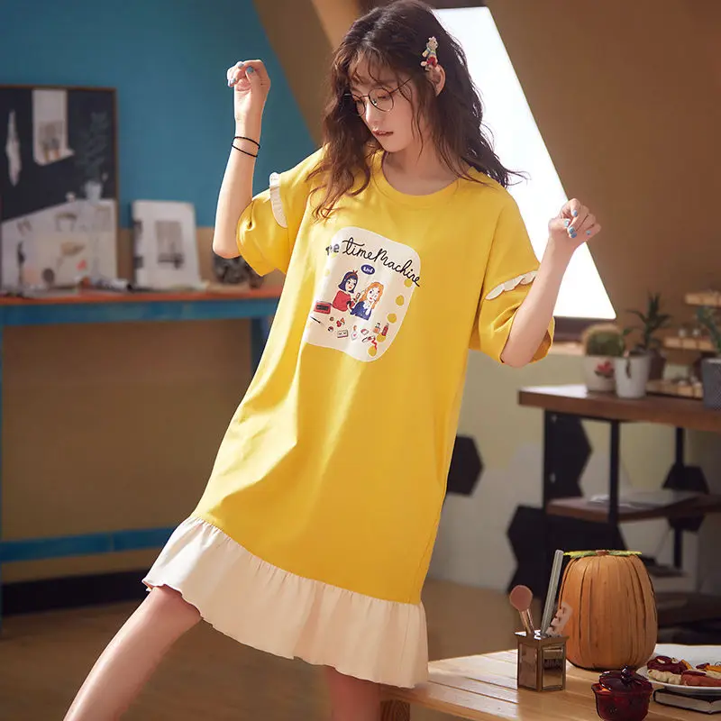 Ʈ   μ  õ Ins Sleepshirts  α M-5XL     м ⼺ 