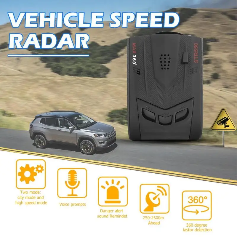 Автомобильный радар-детектор с gps на английском и русском языке, голосовое оповещПредупреждение, контроль скорости, Opp сумка, упаковка и транспортный режим 550